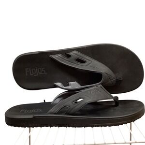 Flojos Mens Black Flip Flops‎ Sandals Thong Beach Size 12